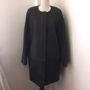 JCrew factory faux leather / gray coat